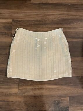 Cache Ivory Sequin Mini Skirt